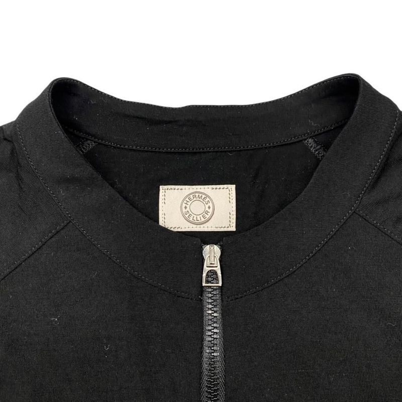 Hermes Short Sleeve T-Shirt Hermes Fit H800731e Merino Wool Serie Neck Zipper