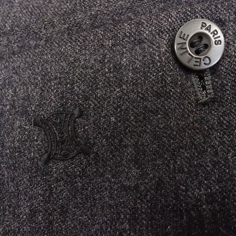 Old Celine Slacks 2 Tuck Pants One Point Logo Triomphe Wool Bottoms Size 88