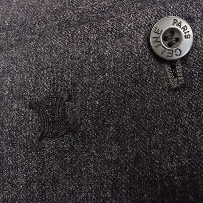 Old Celine Slacks 2 Tuck Pants One Point Logo Triomphe Wool Bottoms Size 88