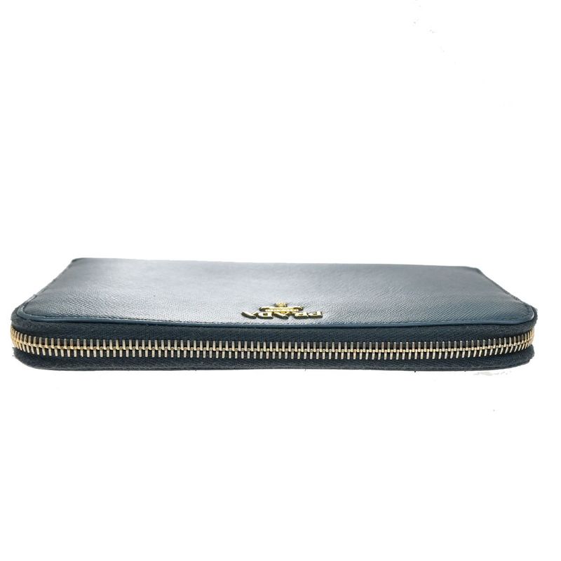 Prada Long Wallet Round Zipper Saffiano Blue 30ka915