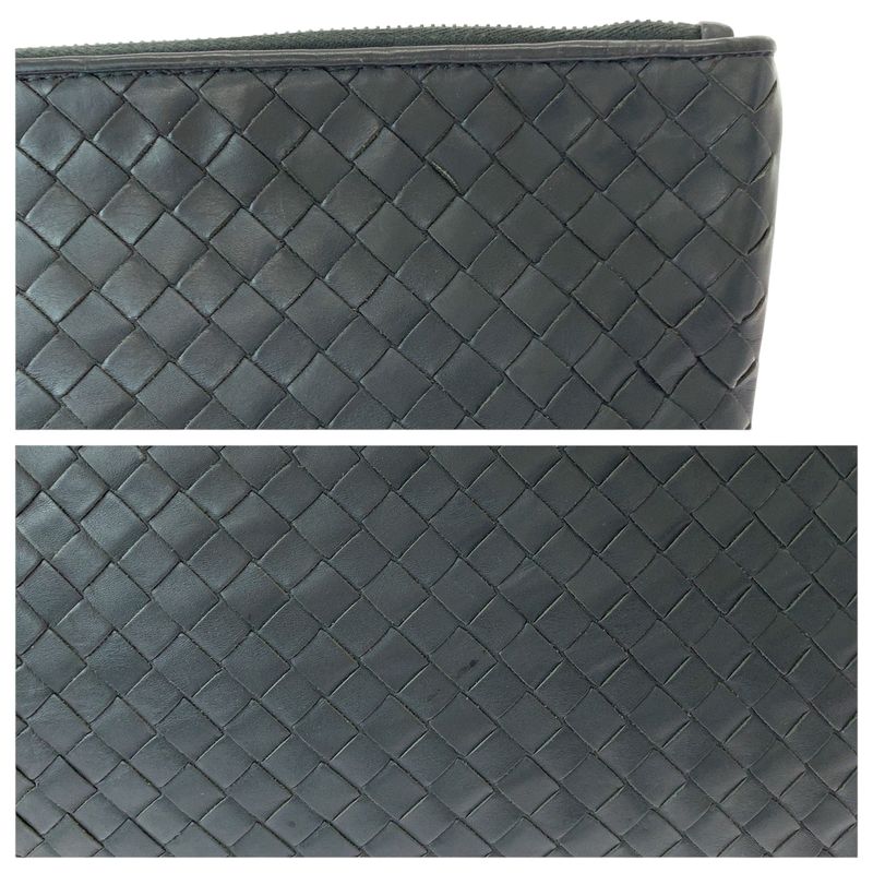 Bottega Veneta Bottega Veneta Intrecciato Gray Silver Hardware Leather Clutch
