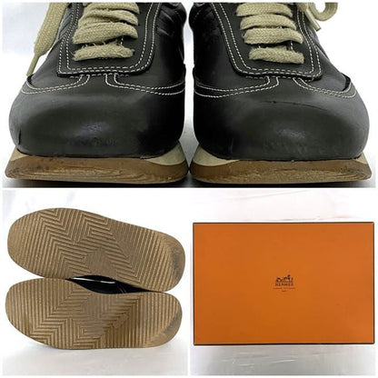 Hermes Shoes Quick Sneakers Black Beige Ec19898