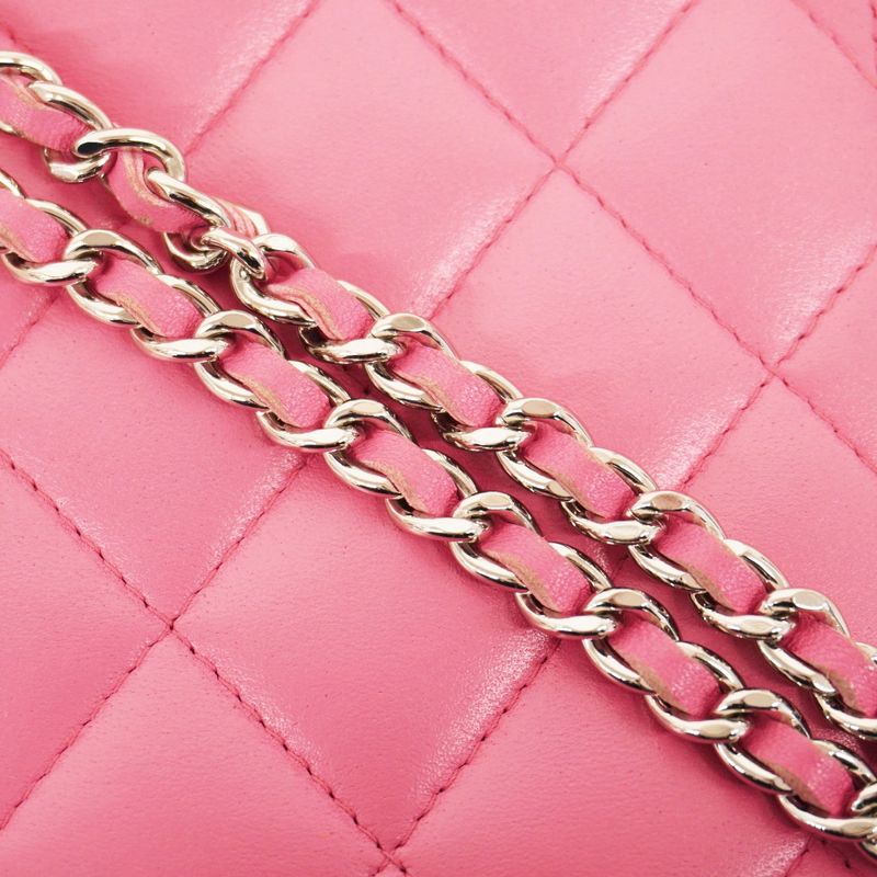 Chanel Shoulder Bag Matelasse Lambskin Pink Silver Hardware Women