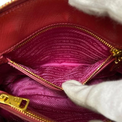 Prada Bl0838 Handbag Triangle Logo Enamel Patent Leather Scarlatto Red