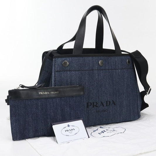 Prada 2WAY 1bg311 2BBV Fokf5 Tote Bag Denim Women's