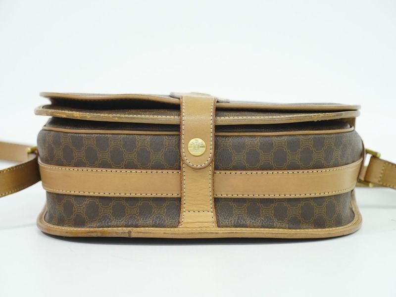 Authentic Celine Macadam Shoulder Bag Pochette PVC Brown Macadam Bag Pre-owned