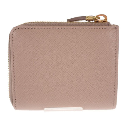 Prada L Shaped Zipper Coin Purse 1ml025 Coin Case Saffiano Cypria Pink Beige