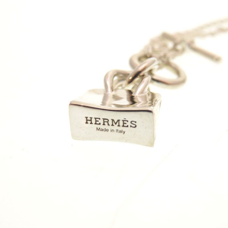 Hermes Birkin Motif Amulet Silver 925 Necklace Accessory 0178 Hermes
