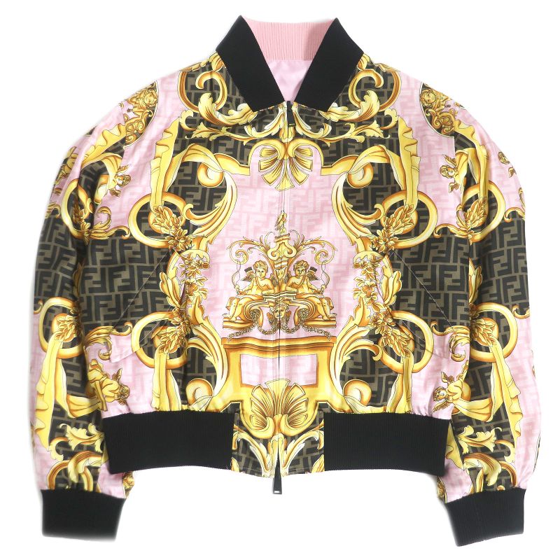 Fendi Versace Fendace 22SS Fw1091 100% Silk Zucca Baroque Reversible Blouson