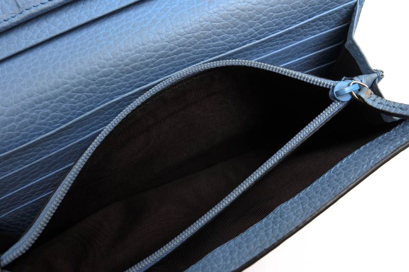 Gucci Long Wallet Ladies Women Leather Genuine Light Blue Light Blue 449279