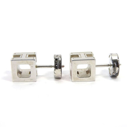 Hermes Earrings Caje De Ashe H Cube Pink Silver Plated Accessories Jewelry