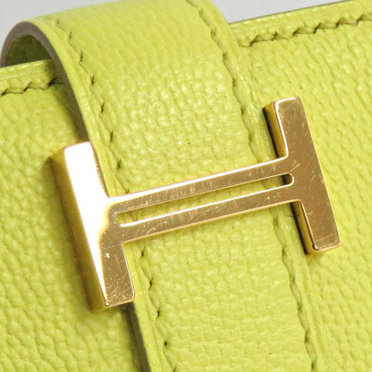 Hermes Bearn Soufflé Chevre Yellow Series Pink Gold Hardware R Stamp