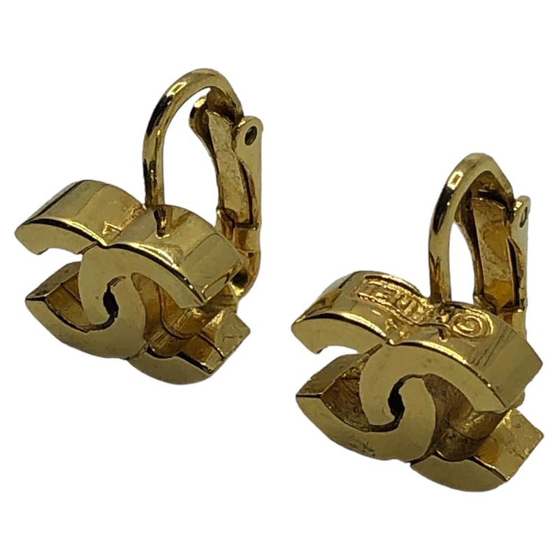 Chanel 70's Coco Mark Gold Earrings Coco Mark Gold Earrings Gold Engraved 233