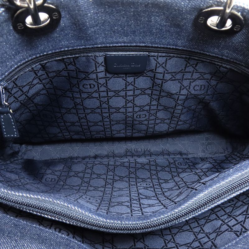 Christian DIOR Lady Dior Canage Tote 2WAY Handbag Denim Women