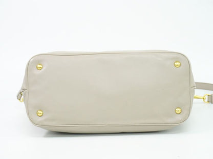 Authentic Prada Leather 2WAY Shoulder Bag Handbag Gray Bag Pre-owned [follow-up