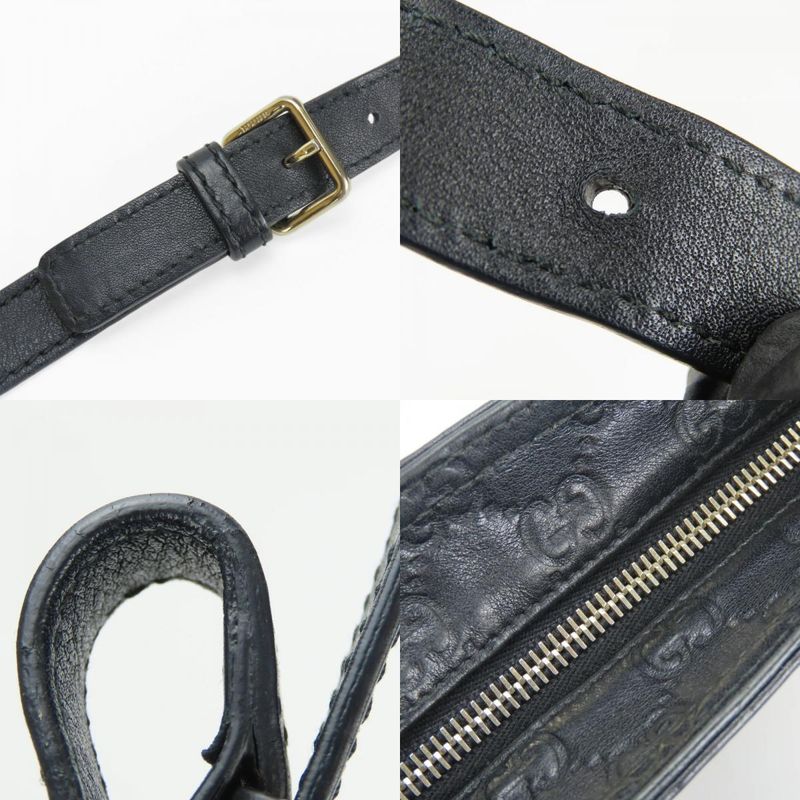 Gucci Shoulder Bag 201538 Guccissima Cima Leather Black Gold Hardware Crossbody