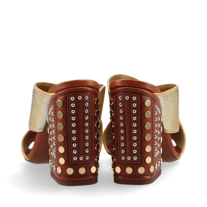 Louis Vuitton '18 Studded Leather Sandals Women's 36 Sc0138 Gold Made In Italy