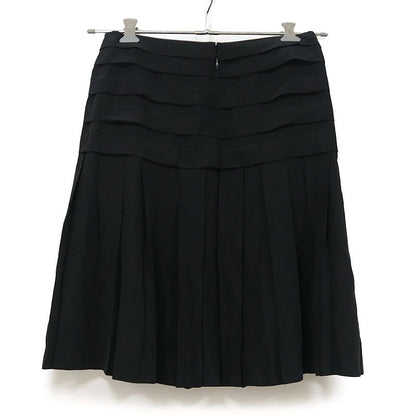 Chanel Pleated Skirt 34 P28626 Black Silk Knee Length