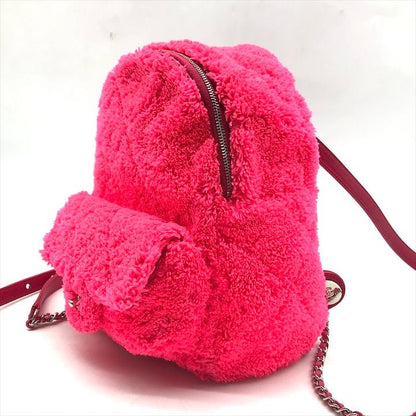 Chanel CC Logo Turnlock Quilted Pile Mini Chain Pack Backpack Pink