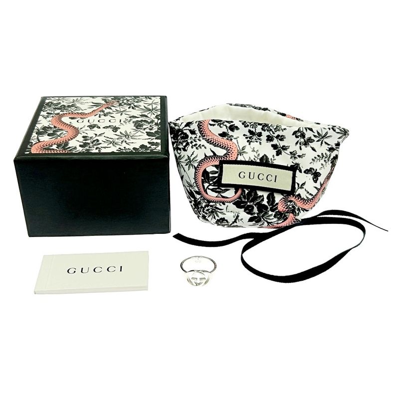 Gucci Silver Interlocking G Ring 5.2g 925 Engraved 368333 Ring