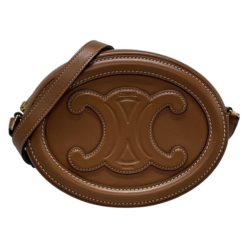 Celine Shoulder Bag Crossbody Oval Purse Cuir Triomphe Tan (brown) Mini Bag
