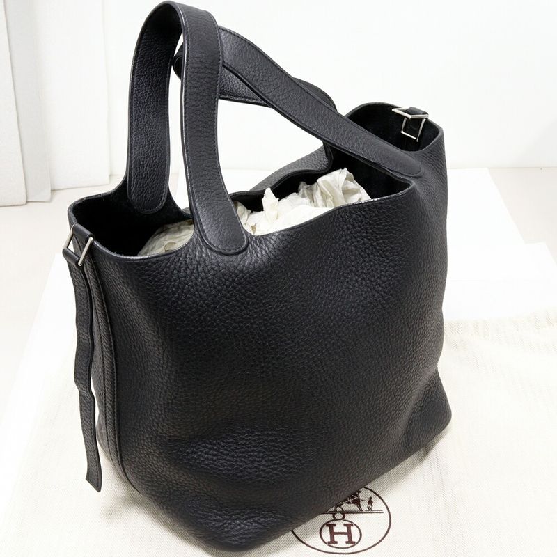 Hermes Handbag Tote Picotin 22mm (087in) Taurillon Cles Mance Black Silver