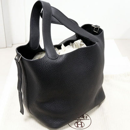Hermes Handbag Tote Picotin 22mm (087in) Taurillon Cles Mance Black Silver