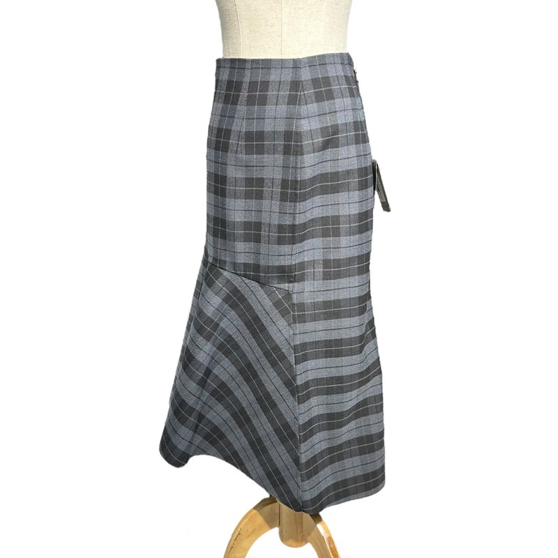 Balenciaga 19ss Plaid Draping Skirt Checked 3d Cut Skirt 34(xs) Gray×black