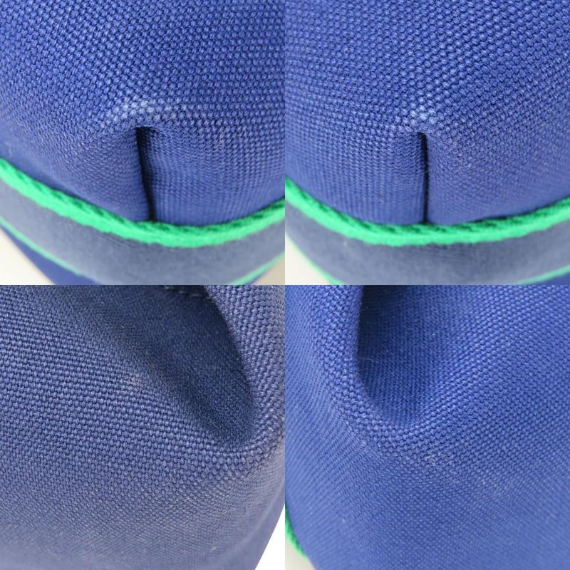 Hermes Pouch Bride-a-black PM Cotton Navy Green Silver Hardware Everyday Use