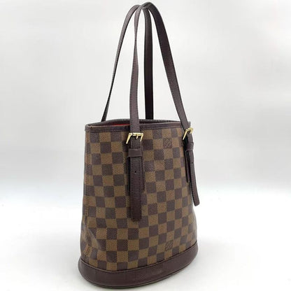 Louis Vuitton Marais Damier Ebene Damier Ebene Leather × PVC Brown Tote Bag