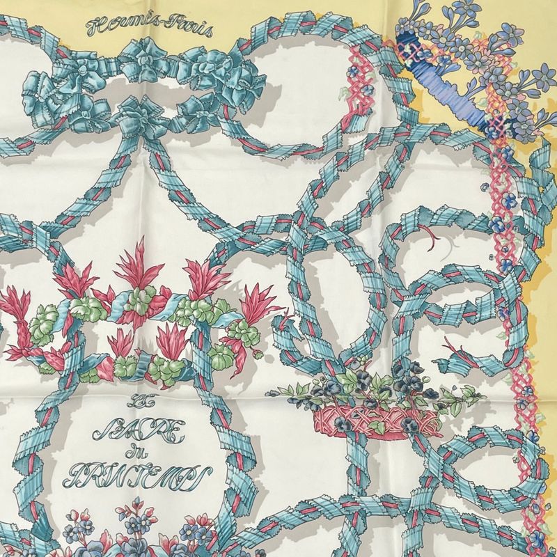 Hermes Scarf Carre 90 Silk LE Sacre DU Printemps Spring Festival Floral Pattern