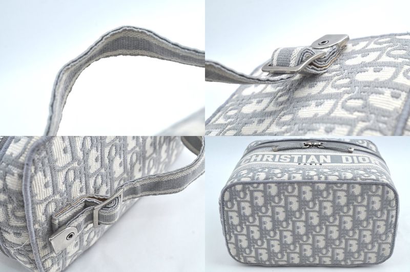 Christian DIOR Trotter Cosmetic Bag Pouch Canvas Gray 2183n