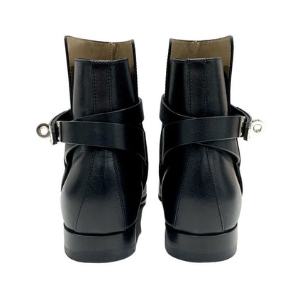 Hermes Neo Boots Short Boots Shoes Leather Black Silver Kelly Hardware