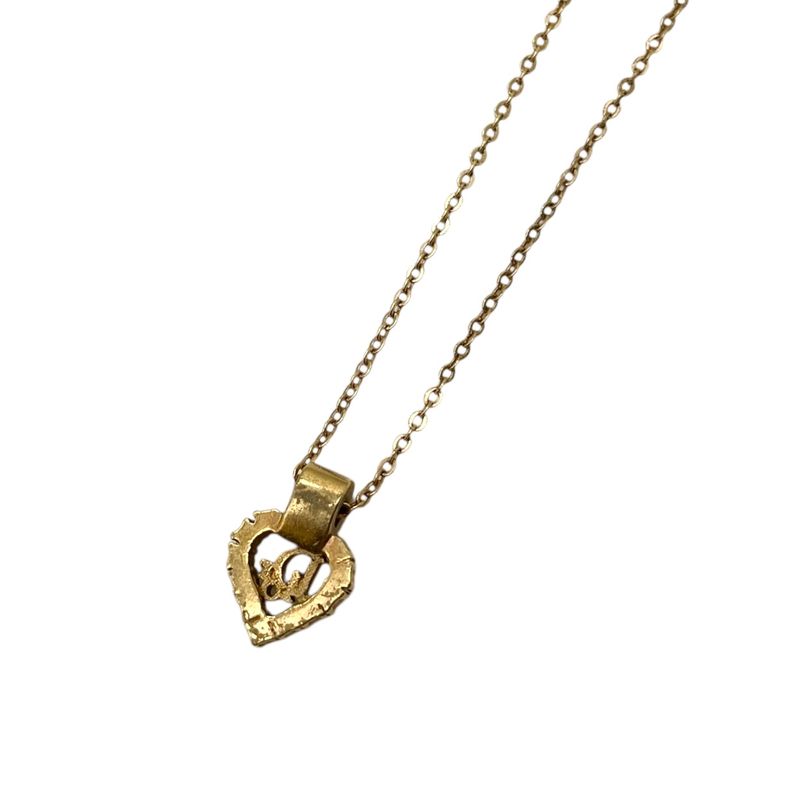 Christian DIOR Necklace Vintage Heart Rhinestone Gold