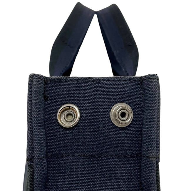 Hermes Handbag Deauville PM Black Navy Excellent Condition Canvas