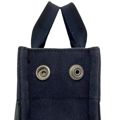 Hermes Handbag Deauville PM Black Navy Excellent Condition Canvas