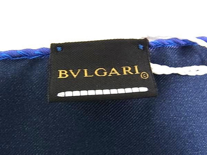 Bvlgari 100% Silk Scarf Handkerchief Women's Blue Bk6291