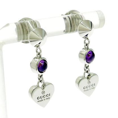 Gucci Silver Heart Amethyst Earrings 4.7g 925 Engraved 496266 Earrings