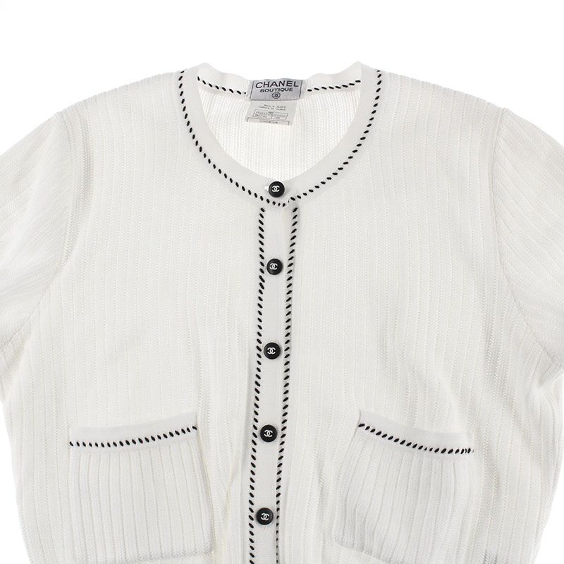 Chanel Knit Coco Button Short Sleeve Cardigan