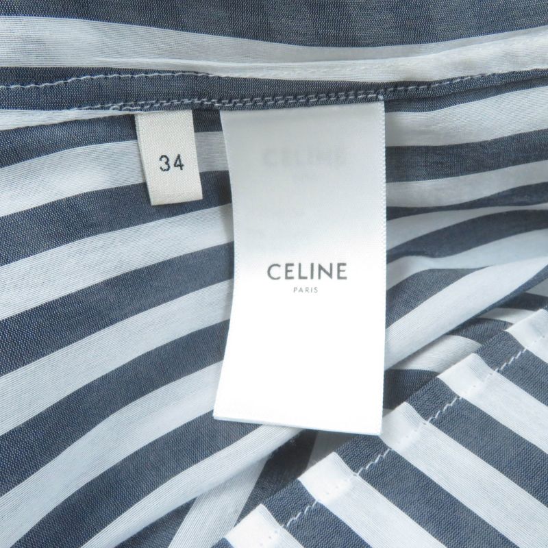 Celine 2c703637p Silk-blend Triomphe Embroidered Stripe Pullover Shirt Long