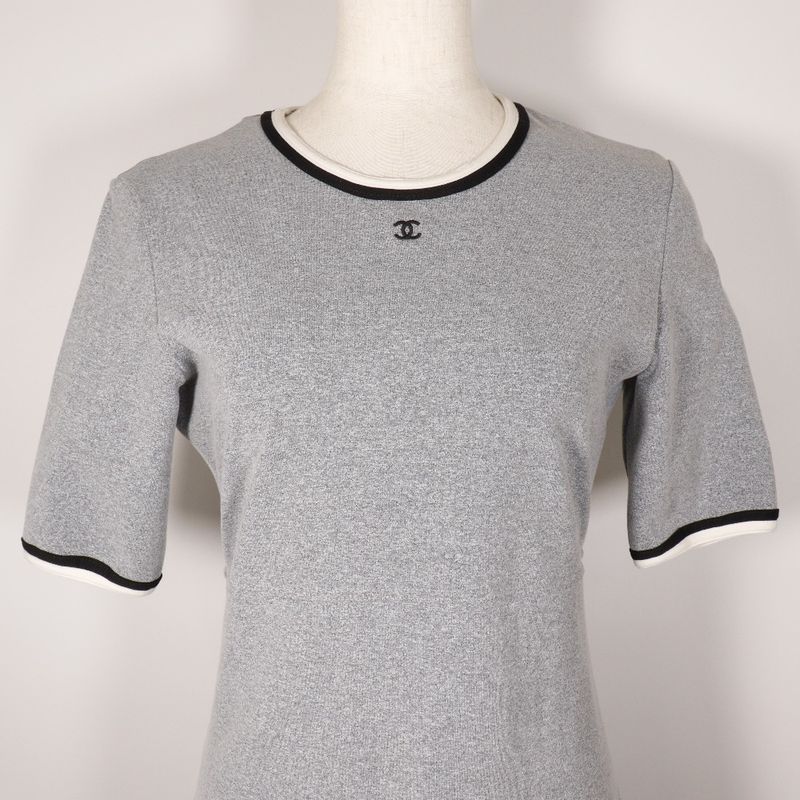 Chanel Coco Mark P11147v06479 Nylon X Polyurethane X Polyamide Gray Ladies Dress