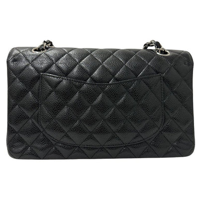 Chanel Bag Women's Brand Shoulder Bag Matelasse 25 Caviar Skin Black Silver