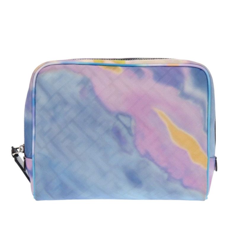 Fendi Zucca Pattern Marble FF Logo Pouch 7n0116 Fabric Light Blue Second Bag