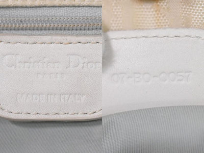 Authentic Christian DIOR Trotter Shoulder Bag Canvas Leather Ivory Trotter Bag