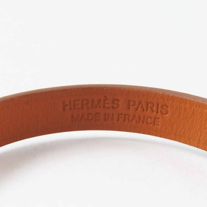 Hermes Rival Mini Bracelet Pink Gold Hardware Leather Cles T3 U Engraved With