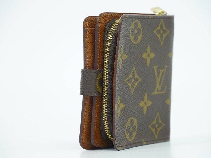Authentic Louis Vuitton LV Compact Zip Monogram Fold Wallet Brown M61667