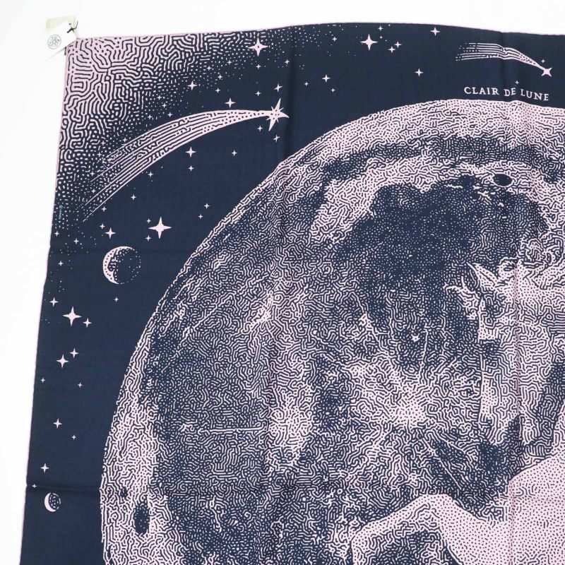 Hermes Carre Geant140 Clair De Lune Cles Cashmere Silk Marine View Rose Scarf