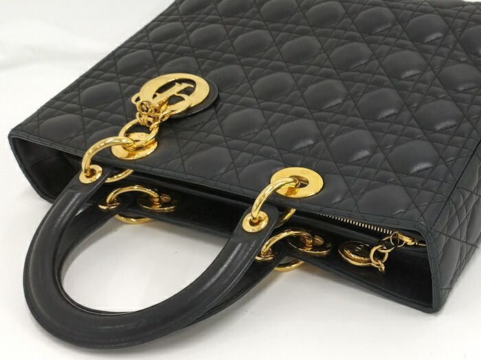 Christian Dior Lady Dior Large Handbag Cannage Leather Black