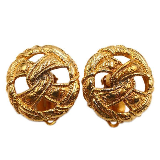 Chanel Ribbon Shape GP Gold Earrings And Earrings