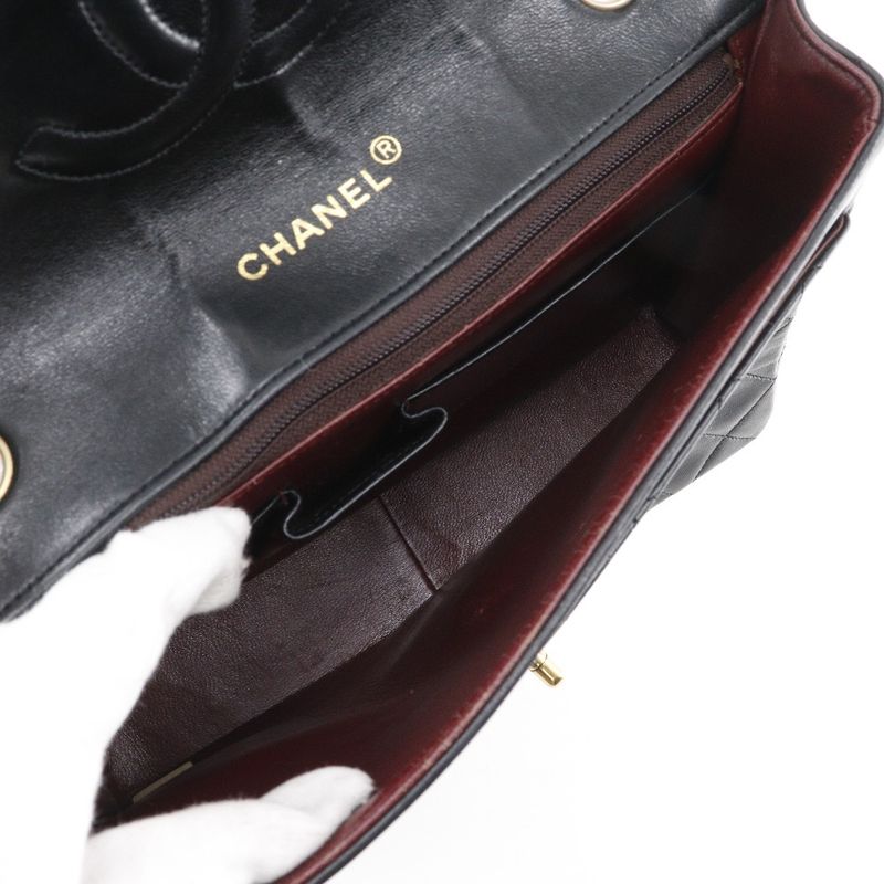 Chanel Chain Shoulder Matelasse Double Chain Lambskin Black Ladies Shoulder Bag